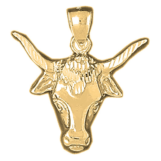 10K, 14K or 18K Gold Steer Head Pendant