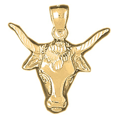 10K, 14K or 18K Gold Steer Head Pendant