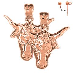 14K or 18K Gold Steer Head Earrings