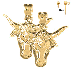 14K or 18K Gold Steer Head Earrings