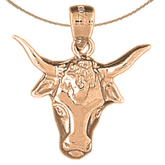 10K, 14K or 18K Gold Steer Head Pendant