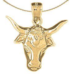 10K, 14K or 18K Gold Steer Head Pendant