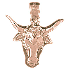 10K, 14K or 18K Gold Steer Head Pendant