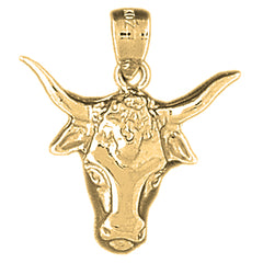 10K, 14K or 18K Gold Steer Head Pendant