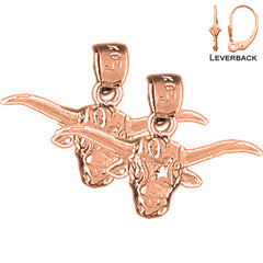 14K or 18K Gold Steer Head Earrings