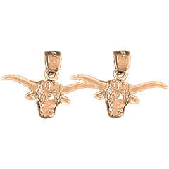 14K or 18K Gold 15mm Steer Head Earrings