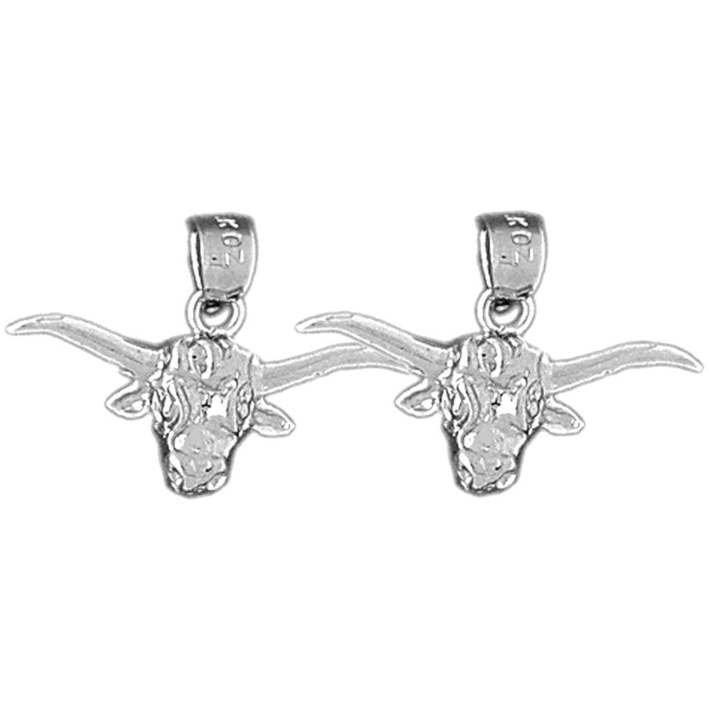 Sterling Silver 15mm Steer Head Earrings