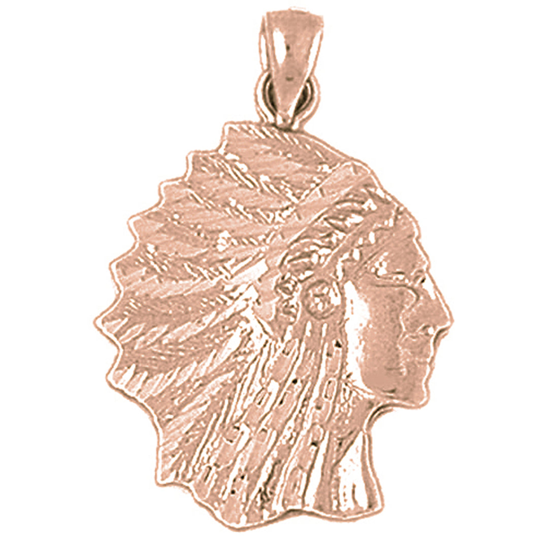 10K, 14K or 18K Gold Indian Head Pendant