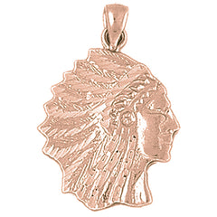 10K, 14K or 18K Gold Indian Head Pendant