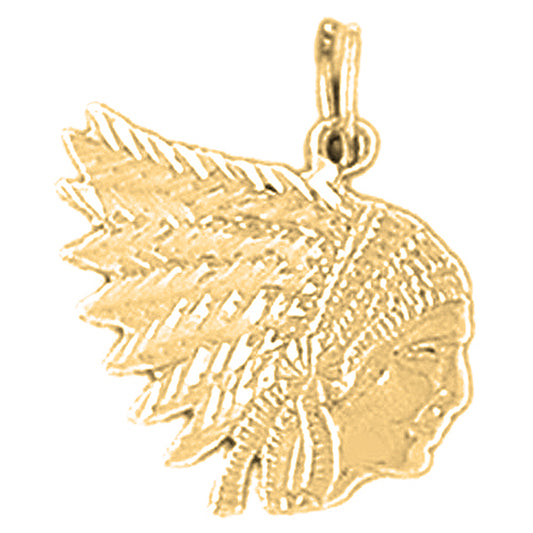 14K or 18K Gold Indian Head Pendant