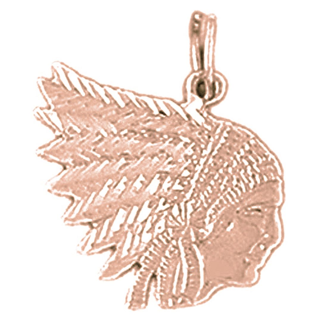 14K or 18K Gold Indian Head Pendant