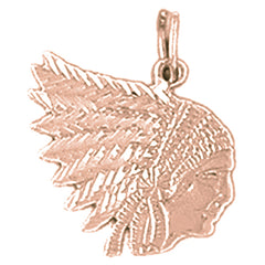 14K or 18K Gold Indian Head Pendant