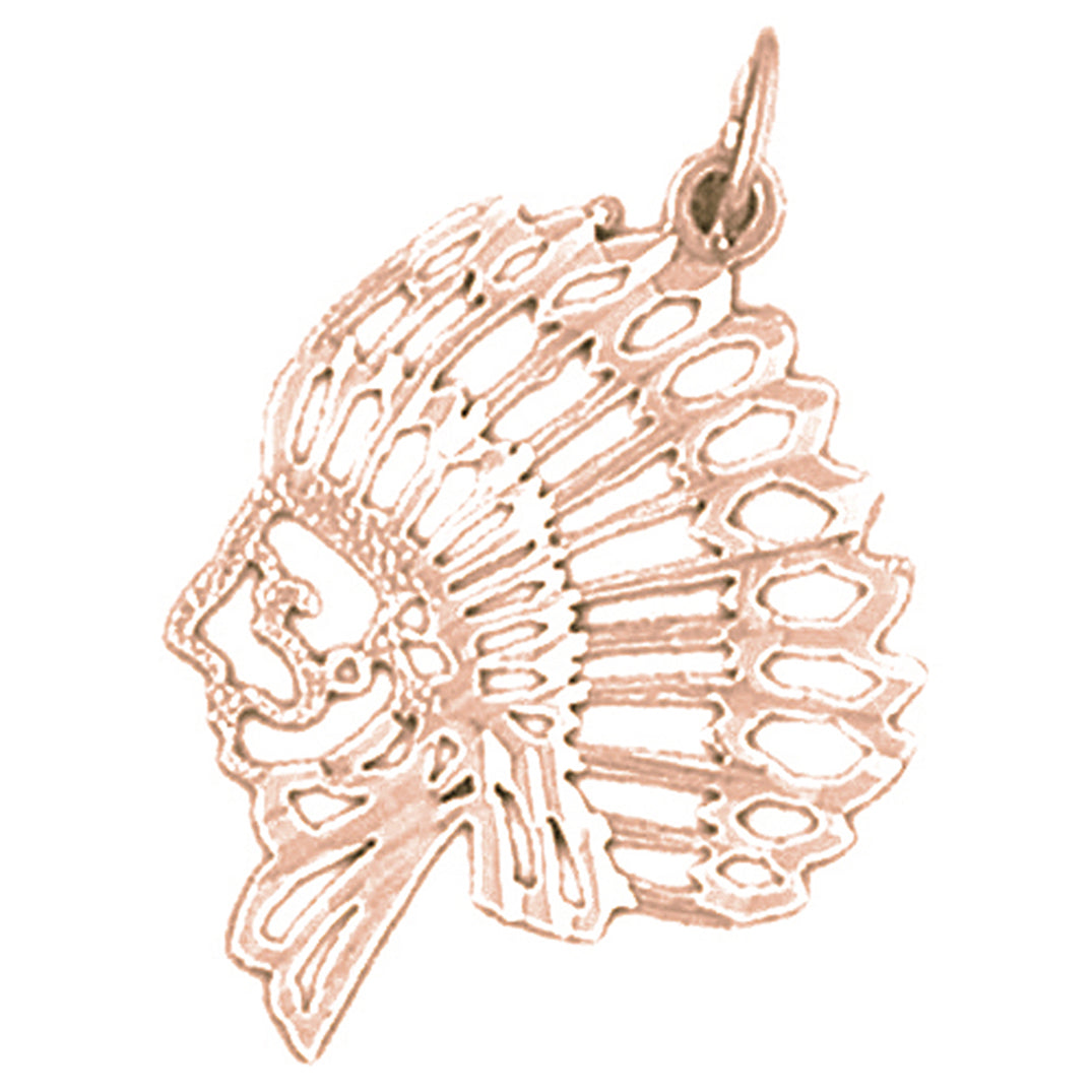 14K or 18K Gold Indian Head Pendant