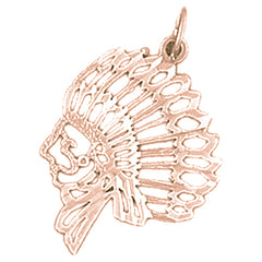 14K or 18K Gold Indian Head Pendant