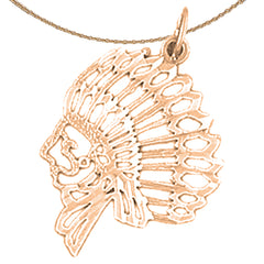 Colgante de cabeza de indio en oro de 14 quilates o 18 quilates