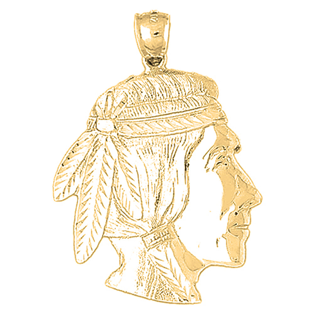 10K, 14K or 18K Gold Indian Head Pendant