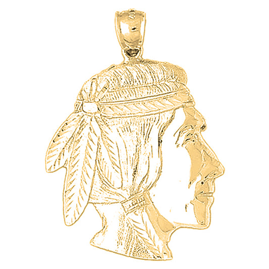 10K, 14K or 18K Gold Indian Head Pendant