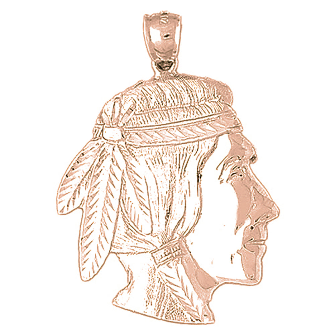 10K, 14K or 18K Gold Indian Head Pendant