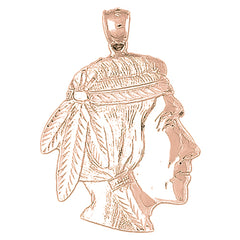 10K, 14K or 18K Gold Indian Head Pendant