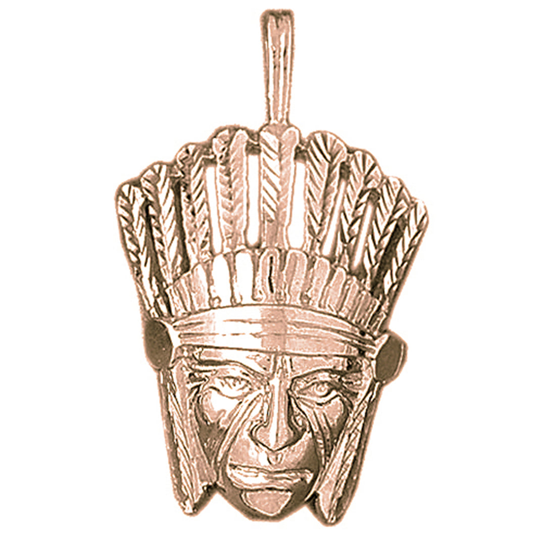 10K, 14K or 18K Gold Indian Head Pendant