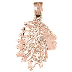 10K, 14K or 18K Gold Indian Head Pendant