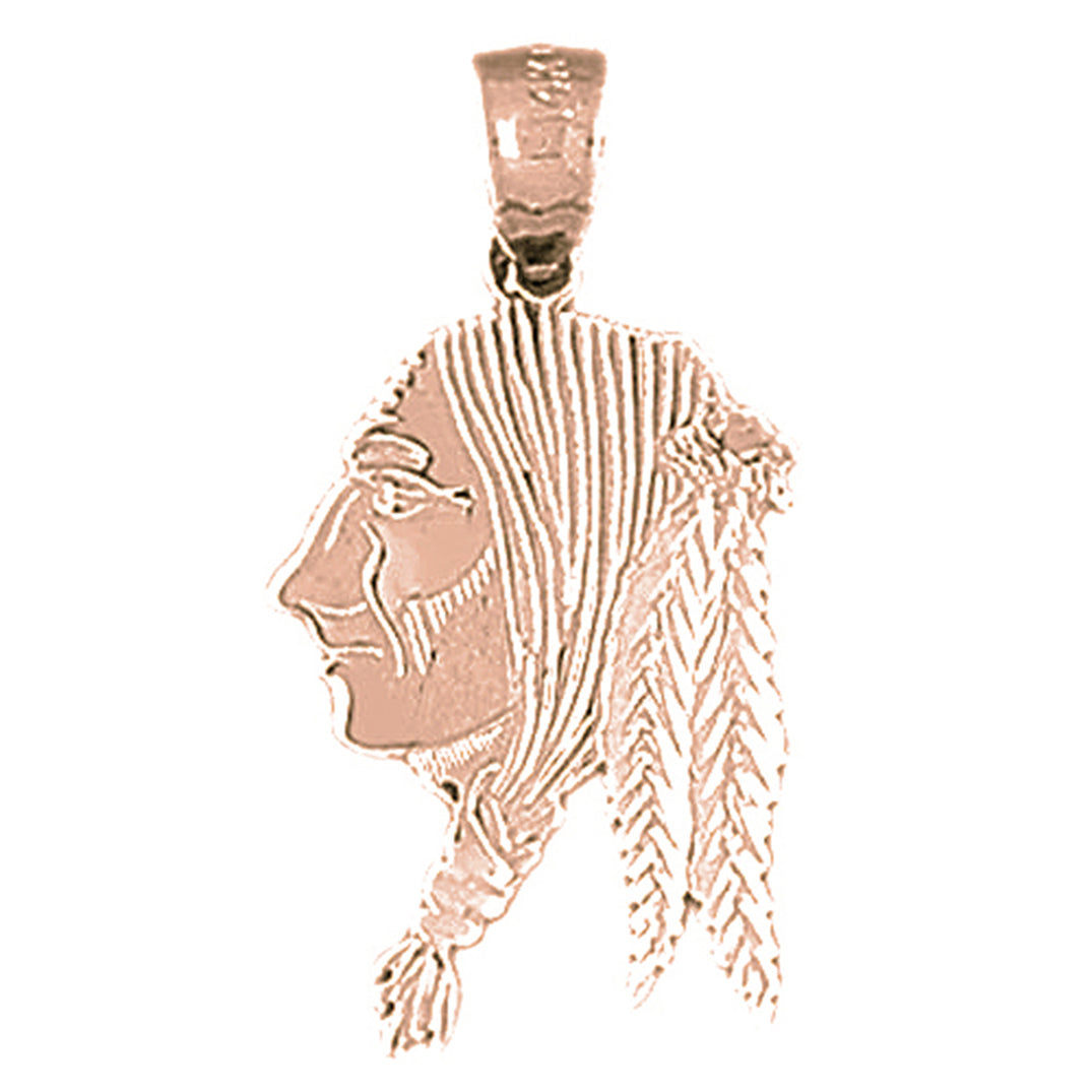 14K or 18K Gold Indian Head Pendant