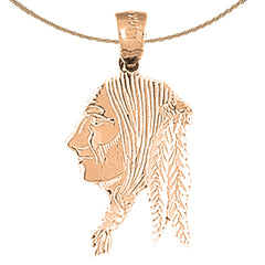 14K oder 18K Gold Indianerkopf Anhänger
