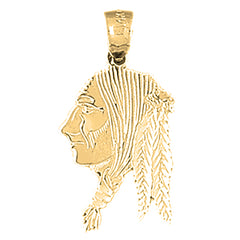 14K or 18K Gold Indian Head Pendant