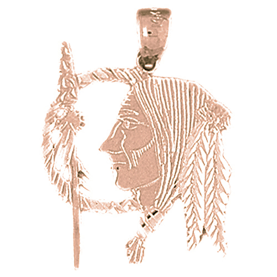 14K or 18K Gold Indian Head Pendant