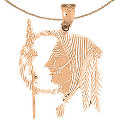 Colgante de cabeza de indio en oro de 14 quilates o 18 quilates