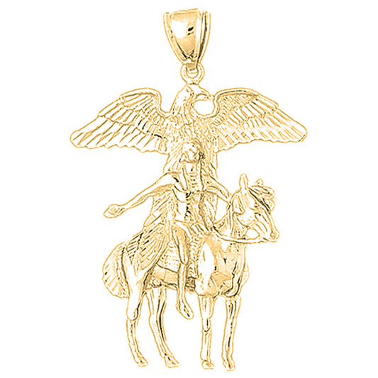 10K, 14K or 18K Gold Indian Eagle Pendant