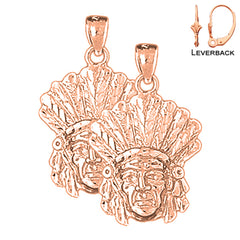 14K or 18K Gold Indian Head Earrings