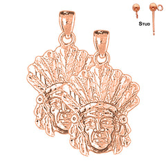 14K or 18K Gold Indian Head Earrings