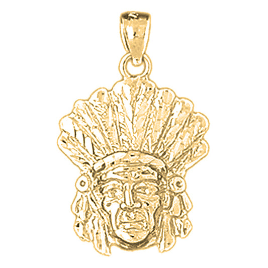 10K, 14K or 18K Gold Indian Head Pendant