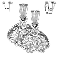 Pendientes de cabeza india de plata de ley de 18 mm (chapados en oro blanco o amarillo)