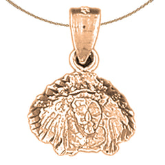 Colgante de cabeza de indio en oro de 14 quilates o 18 quilates