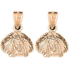 14K or 18K Gold 18mm Indian Head Earrings