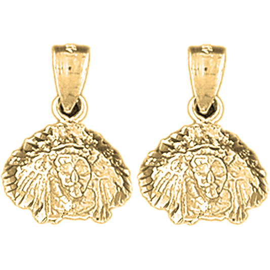 14K or 18K Gold 18mm Indian Head Earrings