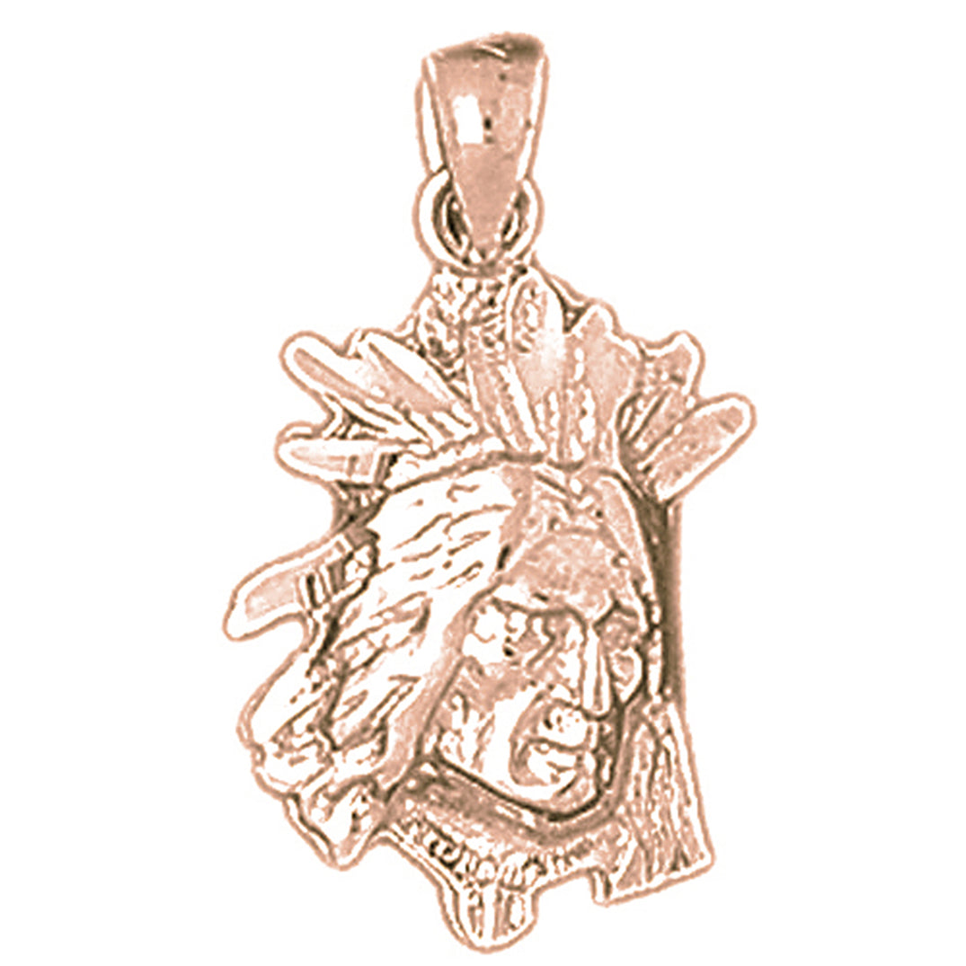 14K or 18K Gold Indian Head Pendant