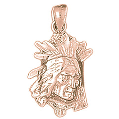 14K or 18K Gold Indian Head Pendant