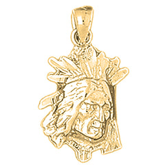 14K or 18K Gold Indian Head Pendant
