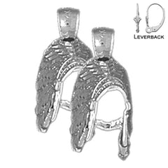 Pendientes de plumas indias 3D de plata de ley de 19 mm (chapados en oro blanco o amarillo)