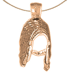 Colgante de plumas indias 3D de oro de 14 quilates o 18 quilates