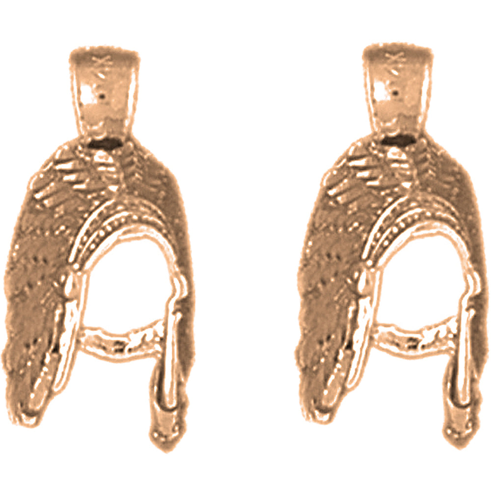 14K or 18K Gold 19mm 3D Indian Feather Earrings