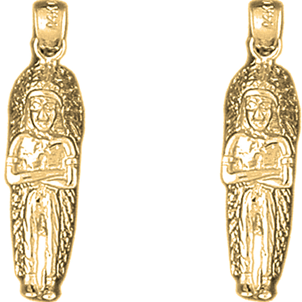 14K or 18K Gold 30mm Indian Earrings