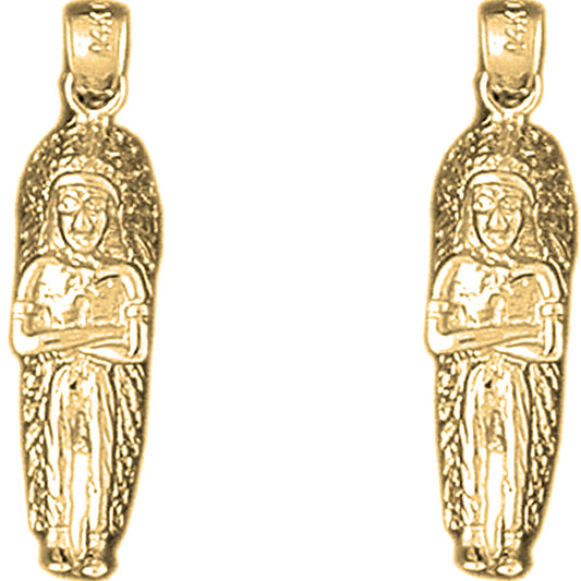 14K or 18K Gold 30mm Indian Earrings