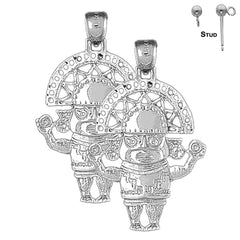 Pendientes de plata de ley con símbolos indios de 40 mm (chapados en oro blanco o amarillo)