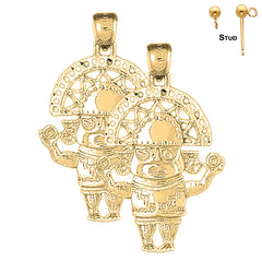 14K or 18K Gold Indian Symbols Earrings