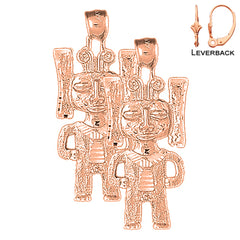 14K or 18K Gold Indian Symbols Earrings