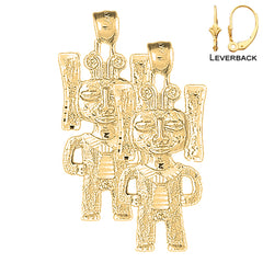 14K or 18K Gold Indian Symbols Earrings